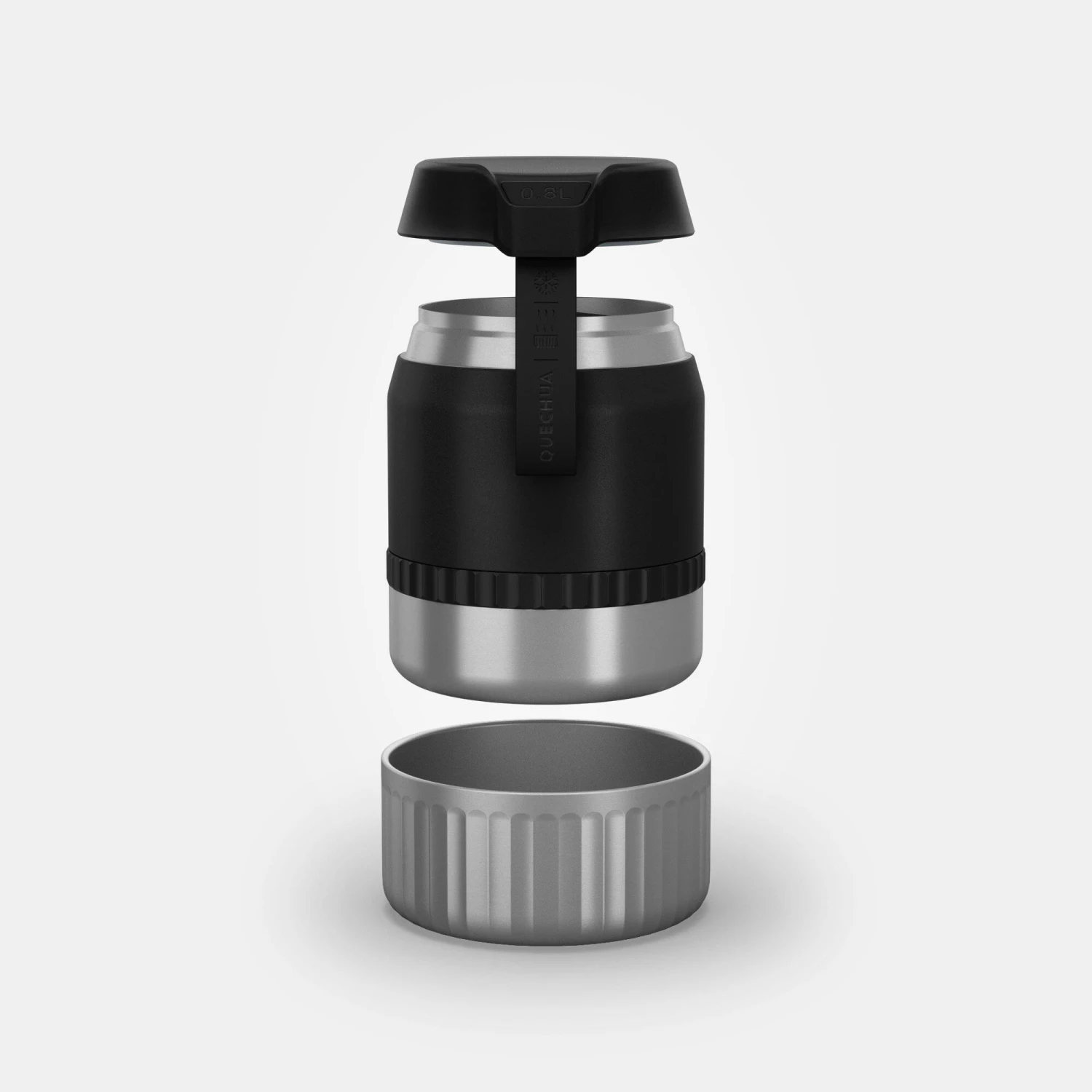 Quechua Stainless Steel Isothermal Food Box For Hiking MH500 0.8 L With Bowl Black 4 Quechua Stainless Steel Isothermal Food Box For Hiking MH500 0.8 L With Bowl Black - Image 2