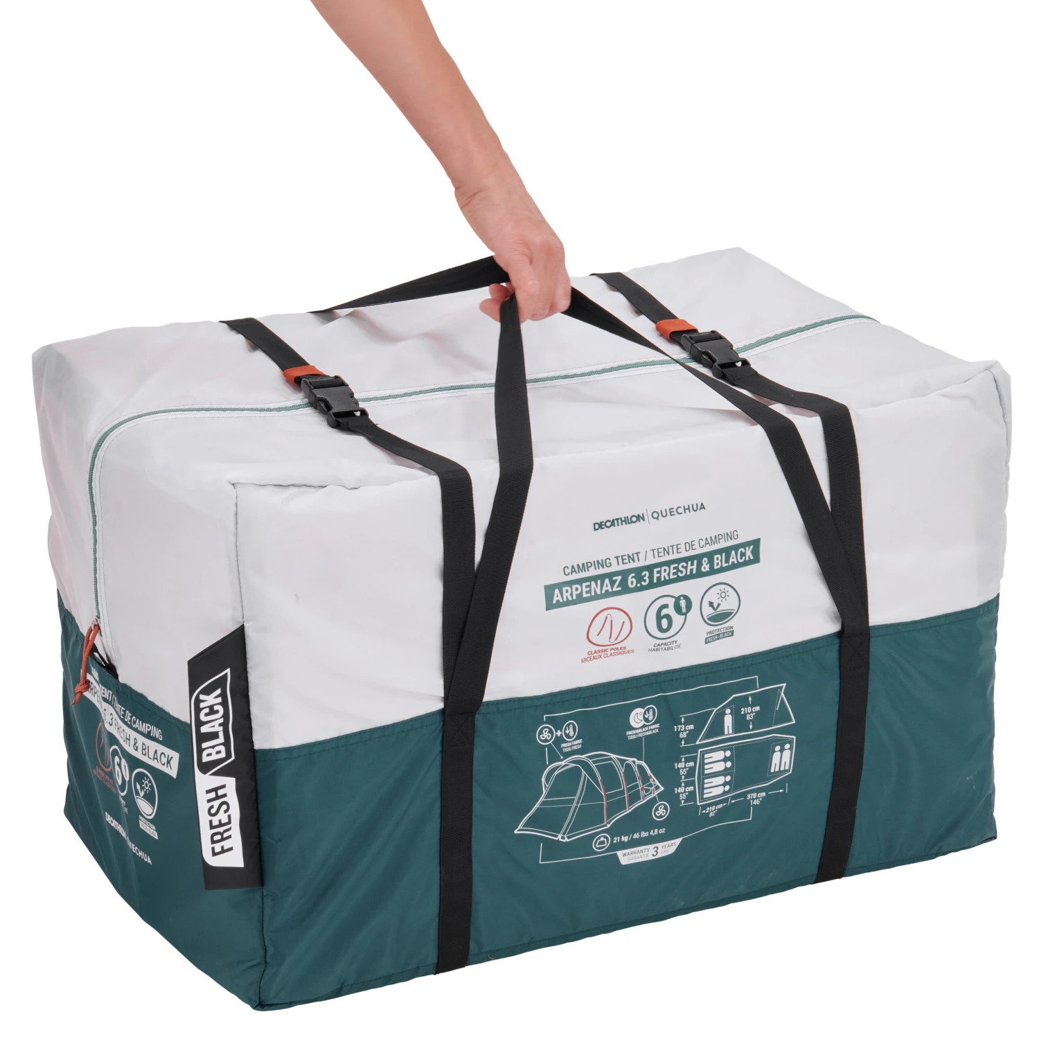 Quechua 6 Man Blackout Tent With Poles - Arpenaz 6.3 F&B 6 Quechua 6 Man Blackout Tent With Poles - Arpenaz 6.3 F&B - Image 4