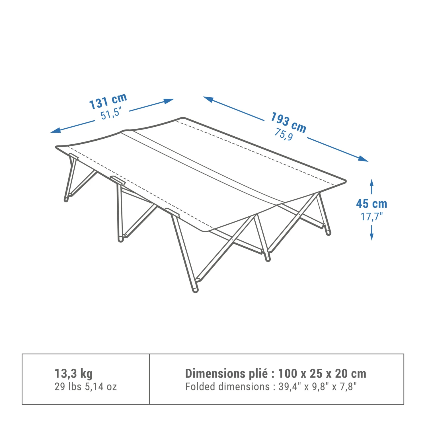 Quechua CAMP BED FOR CAMPING - DOUBLE CAMP BED SECOND 130 CM 4 Quechua CAMP BED FOR CAMPING - DOUBLE CAMP BED SECOND 130 CM - Image 2