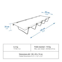 Quechua Camping Bed Basic Camp Bed 60 Cm 1 Person -Outdoor Camping ka1a9014ae807371f4560607c35d66ae8