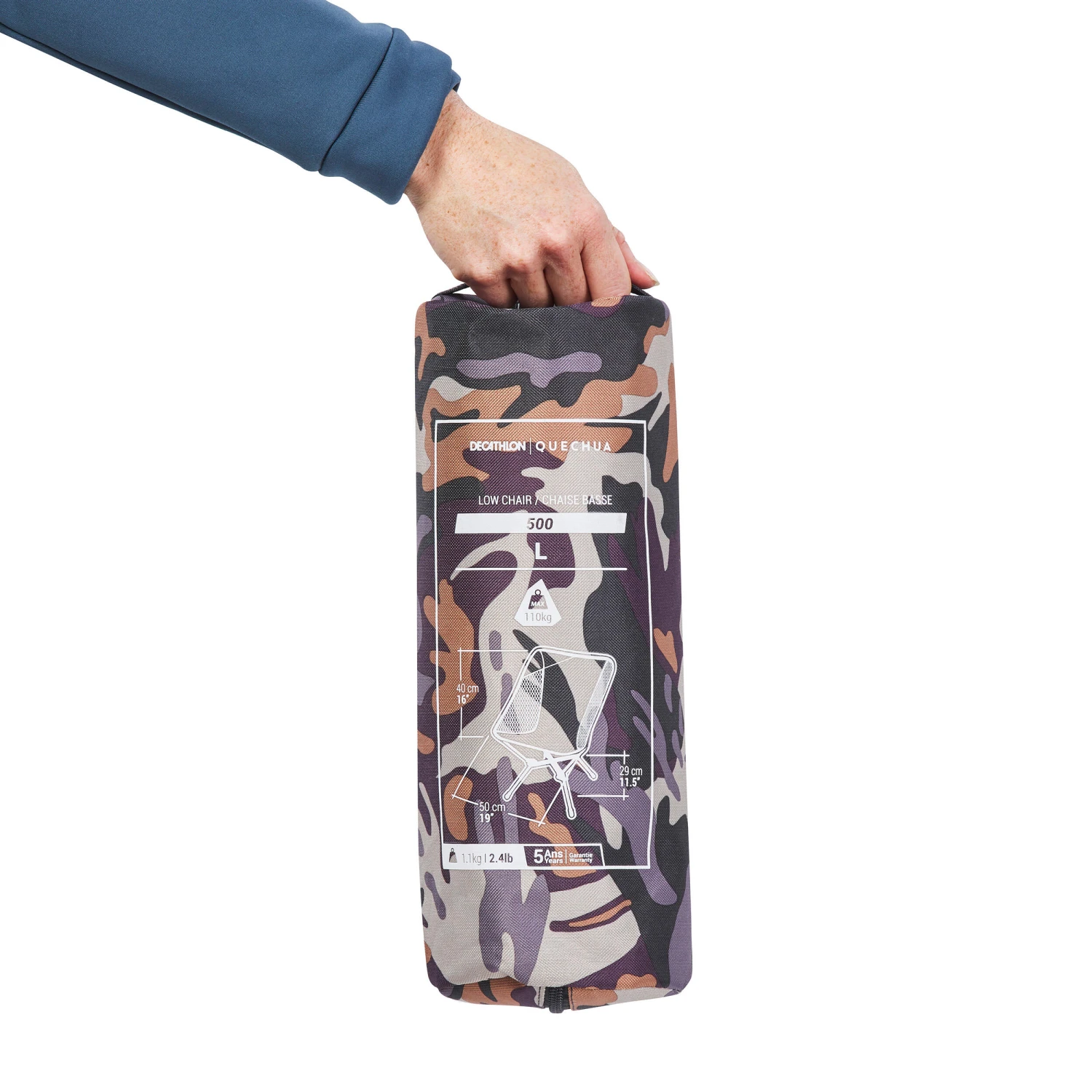 Quechua LOW FOLDING CAMPING CHAIR MH500 CAMO 4 Quechua LOW FOLDING CAMPING CHAIR MH500 CAMO - Image 2